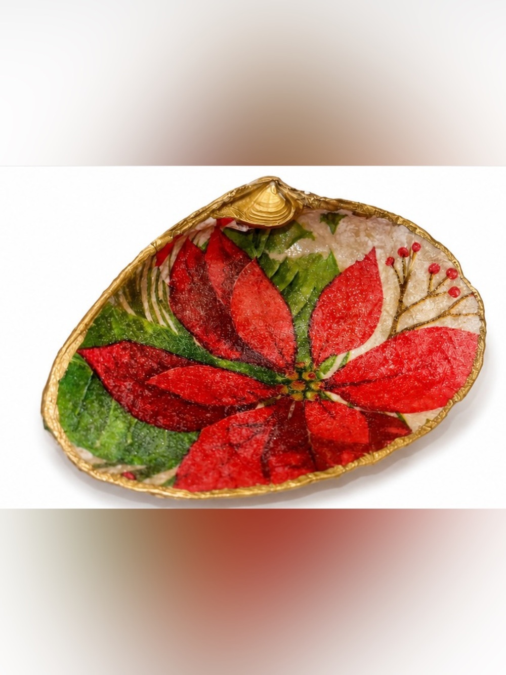 Shell Jewelry with Red Poinsettia Design